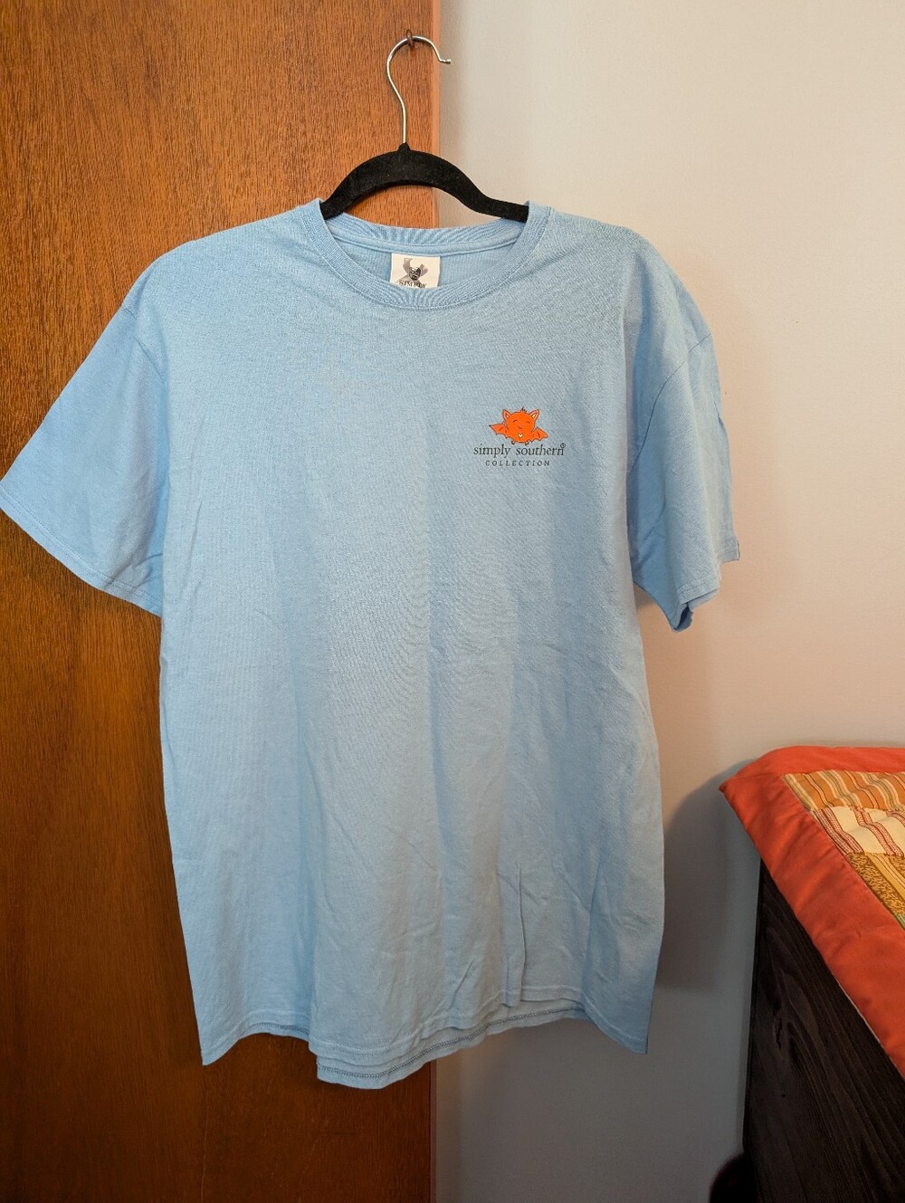 Simply Southern Light Blue Short Sleeve Tee Halloween Themed Women's Size L